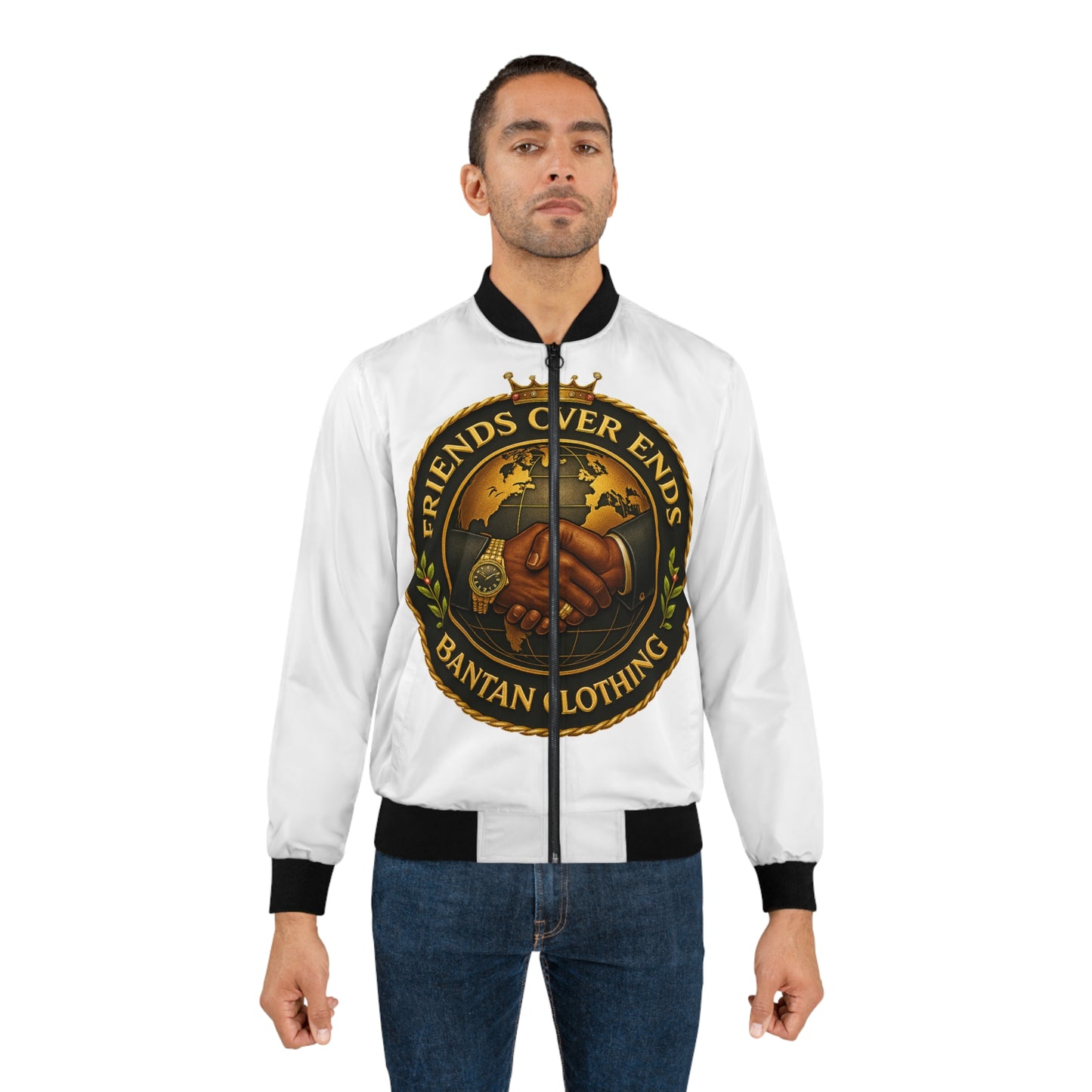 Bomber Jacket — "Friends Over Ends" Vintage Fist Emblem