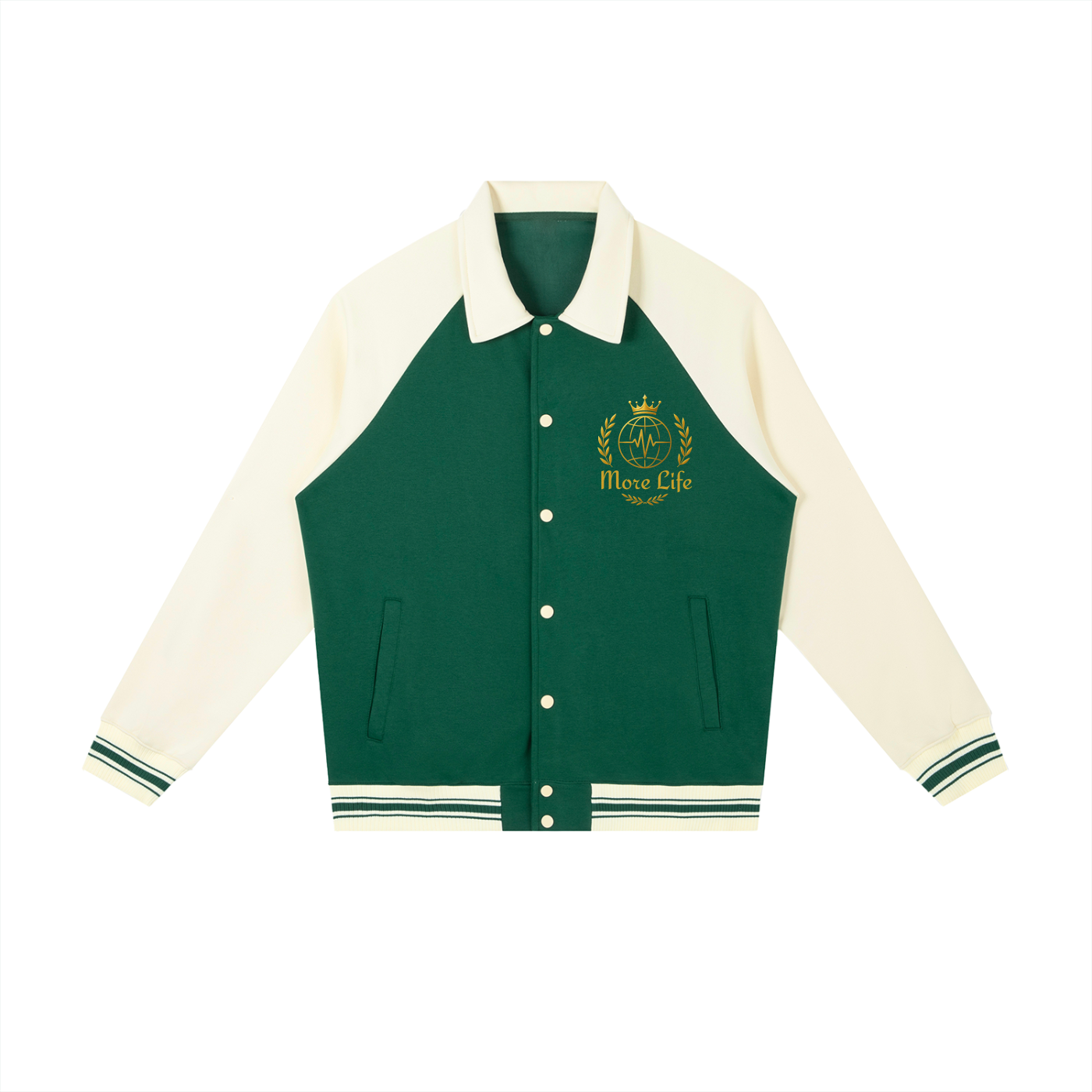 Contrast Raglan Sleeve Baseball Jacket
