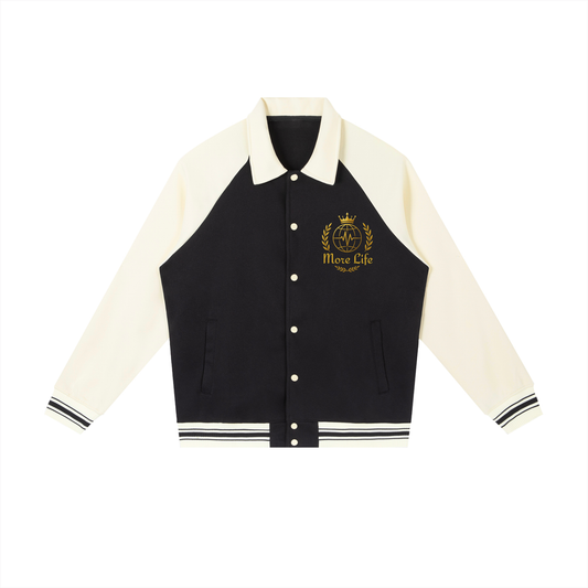 Contrast Raglan Sleeve Baseball Jacket