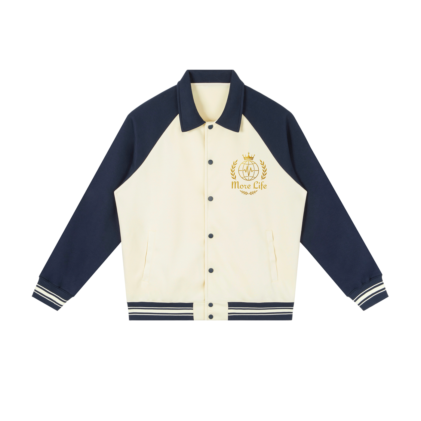 Contrast Raglan Sleeve Baseball Jacket