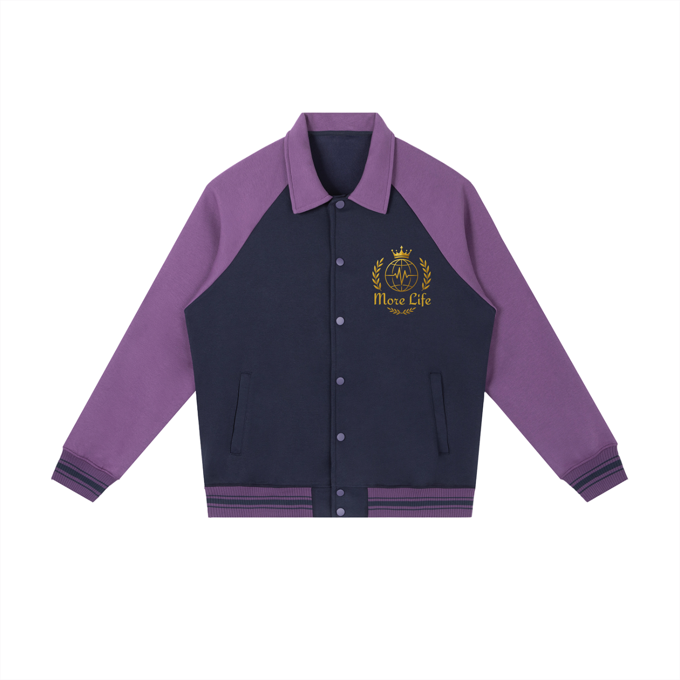 Contrast Raglan Sleeve Baseball Jacket